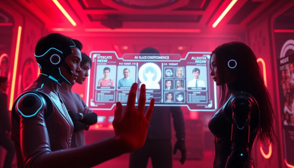 AI NSFW interactive scene showcasing immersive character customization with futuristic elements.