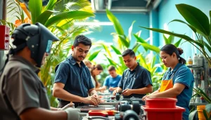 Students actively learning at hawaii trade schools, showcasing hands-on expertise in a vibrant setting.