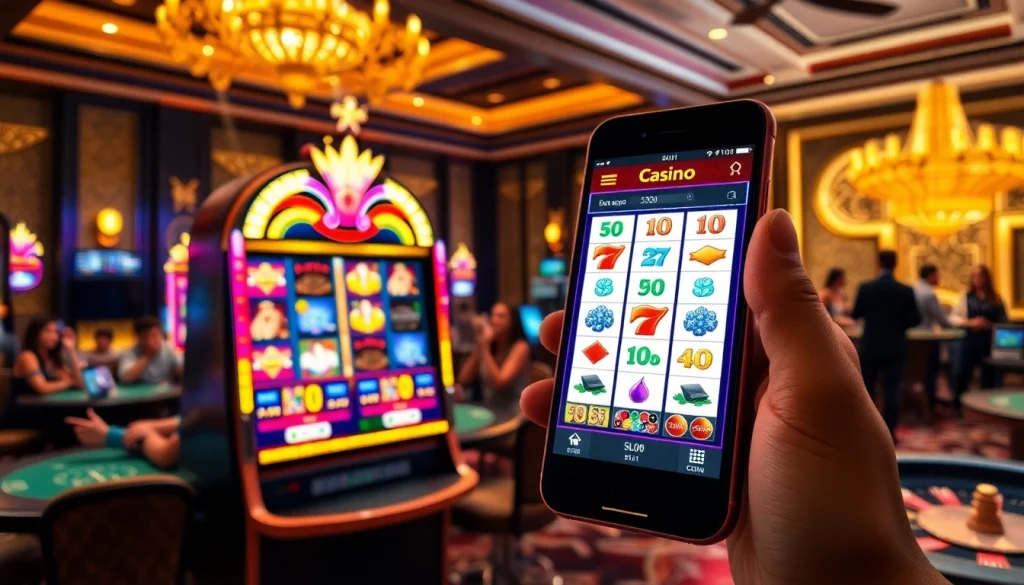 Putar dan menangkan di slot depo pulsa, menampilkan elemen permainan modern dan suasana kasino yang ramai.