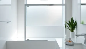 Showcasing a transparent shower screen door in a modern bathroom setting, highlighting elegant design and clarity.