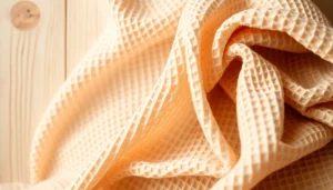 Wafel katoenen stof met unieke textuur voor creatieve toepassingen.