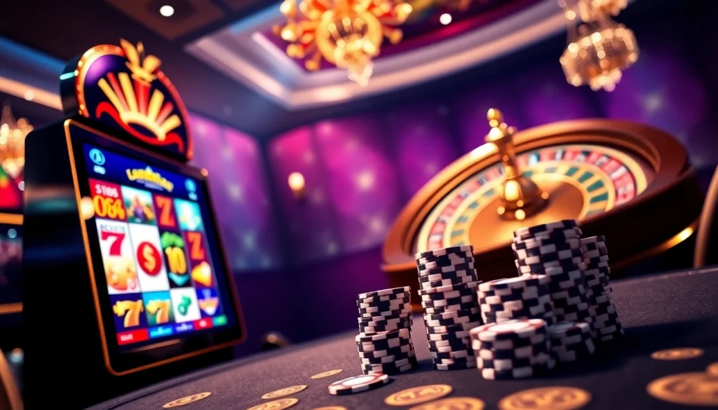 Players enjoying a gaming session on Onicplay, featuring slot machines and poker chips.