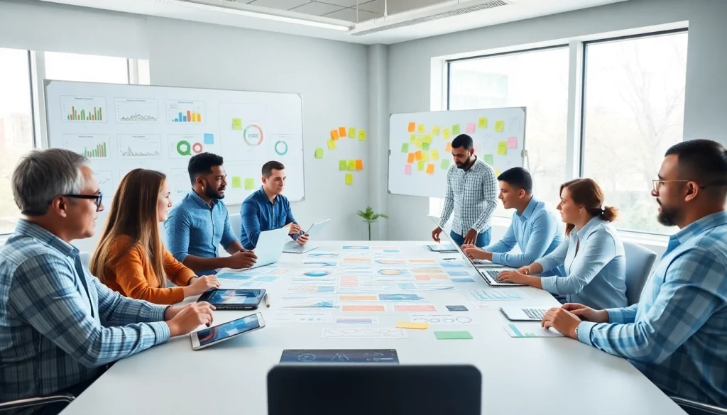 Team brainstorming Strategy Capture Management in a bright, collaborative workspace.