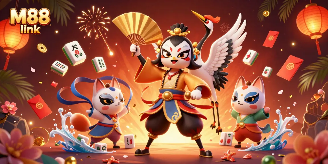 Experience the excitement of betting on M88 link with vibrant casino-themed characters and dynamic game elements.