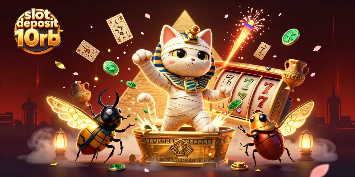 Engage with slot deposit 10rb and win big in a vibrant, illustrated casino setting.