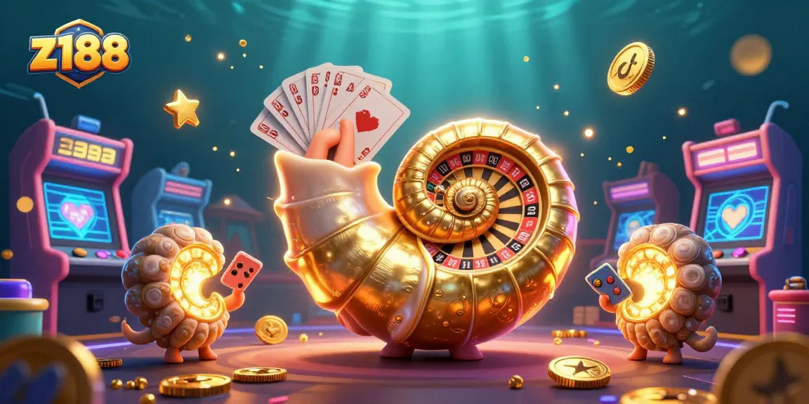 Experience big wins at z188 casino with a lively illustration of exciting games and vibrant characters.
