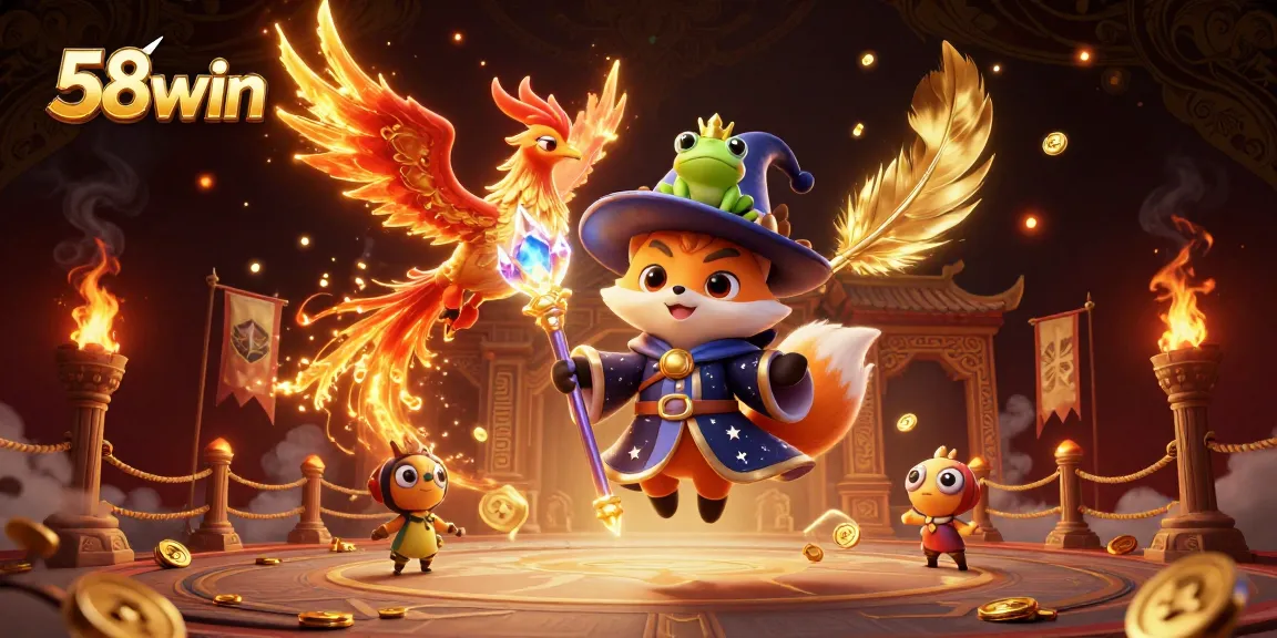 Experience the vibrant world of 58win with engaging casino art featuring mystical characters and exciting elements.